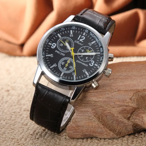 Fashionable casual men style and leisurely strap watch three eye six stitches leisure fashion activity watch, quartz watch - Image 3