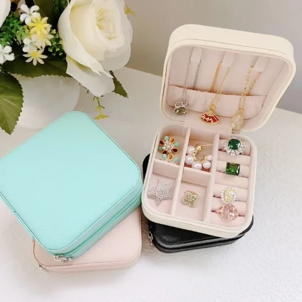 Jewelry Organizer Display Travel Jewelry Case Boxes Portable Locket Necklace Jewelry Box Leather Storage Earring Ring Holder - Image 3