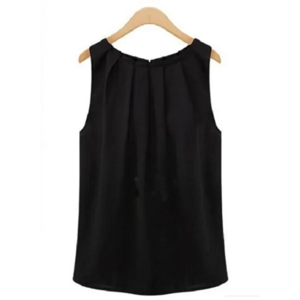 Blouse Tops Women New Summer Tees Fashion Sleeveless Round Neck Chiffon Blouse Cheap Cloth Korean Vestidos - Image 3