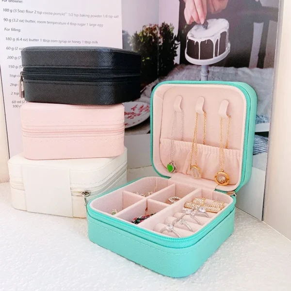 Jewelry Organizer Display Travel Jewelry Case Boxes Portable Locket Necklace Jewelry Box Leather Storage Earring Ring Holder - Image 5