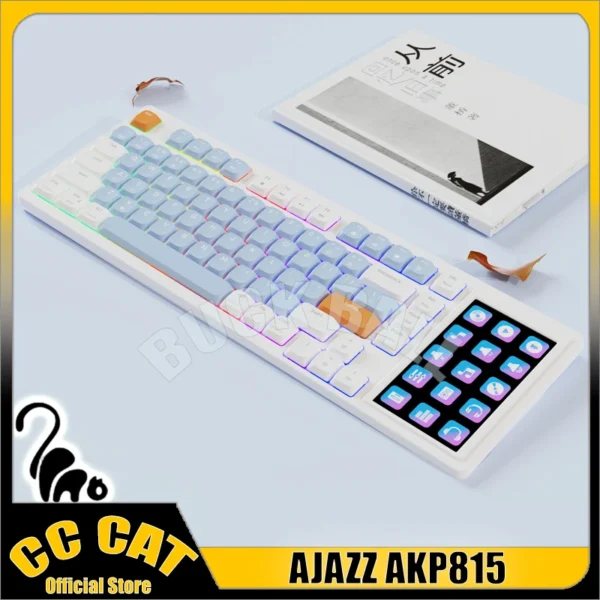 Ajazz AKP815 Mechanical Keyboard With 4.95Inch LCD Screen 81Keys RGB Backlit Wired Keyboard Office Keyboard For Win/Mac/iOS Gift