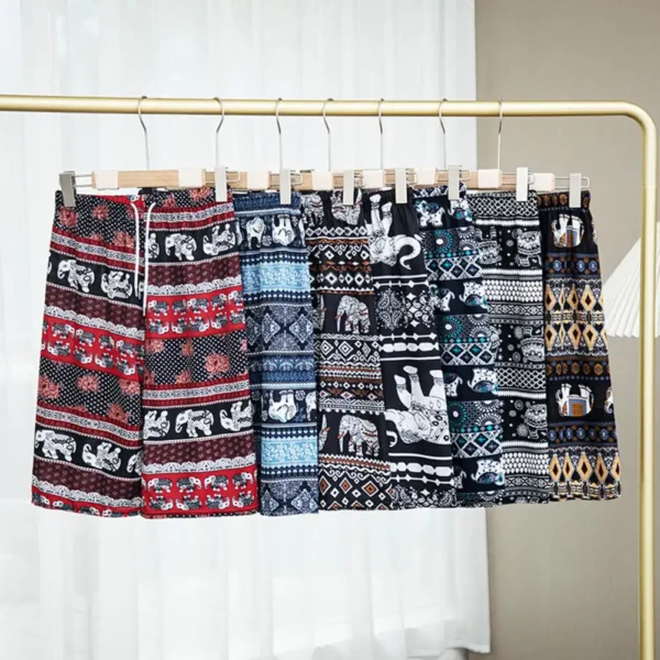 Women Wide Leg Shorts High Waist Elephant Print Pant Summer Thin Short Trousers Casual Bottoms Female Cloths 2024 Fashion Beach