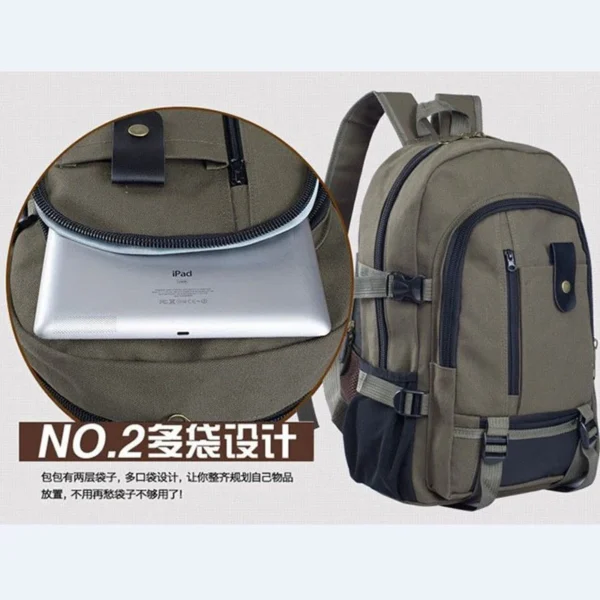 New Casual Camping Male Backpack Laptop Backpack Hiking Bag Large Capacity Men Travel Backpack Canvas Fashion Youth Sport Bags - Image 2