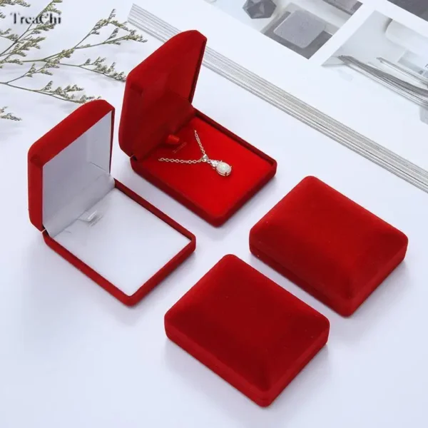 Jewelry Box European Oval Flocking Ring Box Flocking Locket Earrings Box Engagement Ring Collection Gift Box - Image 2